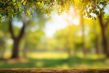 Blurred park scene with sunlight