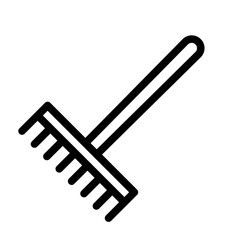 Garden Rake Line Icon of Gardening Tools Icon Set