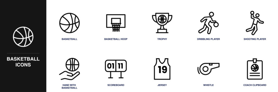 Basketball Line Icon Set