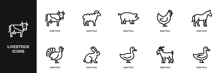 Livestock Line Icon Set © SkyPark