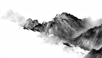Abstract ink wash mountain range