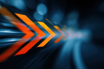 Abstract motion graphic of orange and red arrows