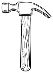 Essential Claw Hammer Line Drawing Hand Tool for Home Improvement and Carpentry Work and Repair
