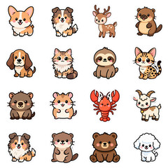 Transparent PNG - Collection of cute animal sticks