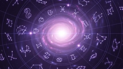 Celestial Zodiac Wheel with Galaxy Core - Powered by Adobe