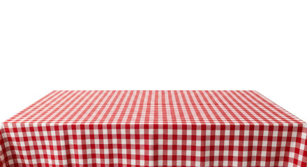 Red and white checkered tablecloth isolated on transparent background