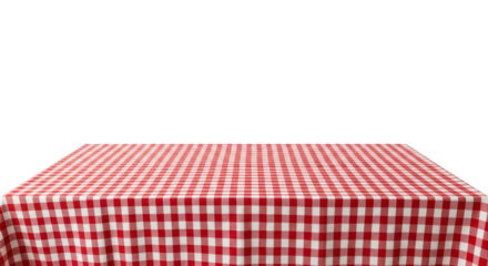 Red and white checkered tablecloth isolated on transparent background