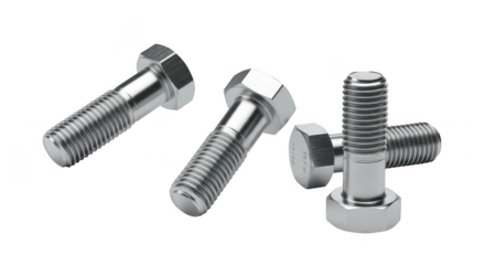 Three bolts isolated on transparent background