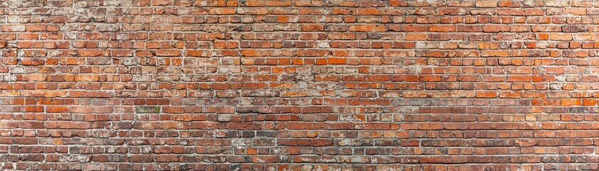 Obraz premium A textured, weathered brick wall featuring various shades of red and brown, showcasing its rustic charm and historical character.