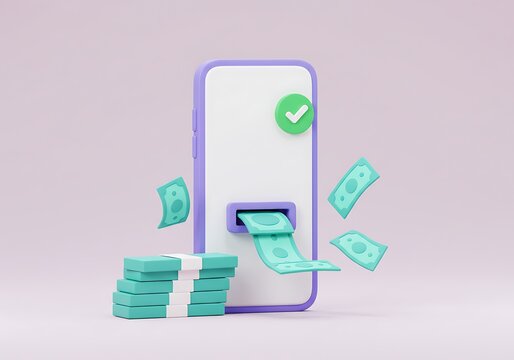 Online banking with money transaction on mobile app concept illustration - Powered by Adobe
