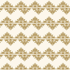 Golden floral batik pattern on a white background