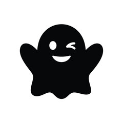 Black ghost emoji winking with smiling face smile
