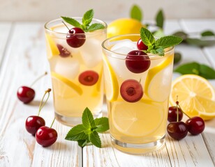 Refreshing cherry and lemon drink