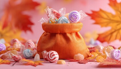 Halloween candy in an orange bag (1)