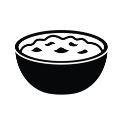 Black bowl of kheer icon white dessert