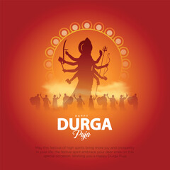 Obraz na płótnie Canvas indian God durga in Happy Durga Puja Subh Navratri background. vector illustration