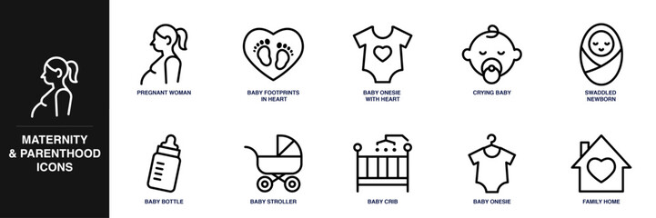 Maternity and Parenthood Line Icon Set