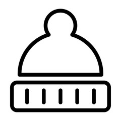 Winter Hat Line Icon of Skiing and Snowboarding Icon Set