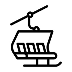 Ski Lift Chair Line Icon of Skiing and Snowboarding Icon Set