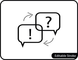 An icon representing a cycle of communication and problem-solving, perfect for support centers, FAQ sections, and educational discussion forums.