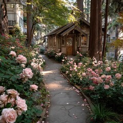 Garden Path to Rustic Cottage
