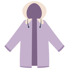 Cute raincoat in cartoon style isolated on white background. Water protective raincoat.