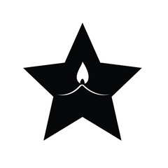 Black star diya flame icon white
