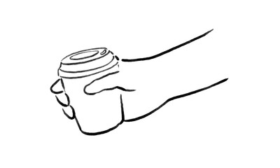 hand with thumb テイクアウトカップを差し出す手のイラスト