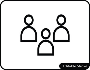 A clean and modern line art icon of a group of people, representing students, a team, or a user community. Perfect for educational and business applications.