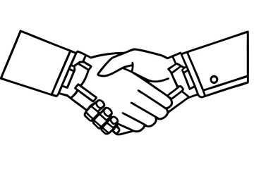 Handshake agreement partnership deal collaboration success business contract cooperation line art vector icon | editable svg/svg