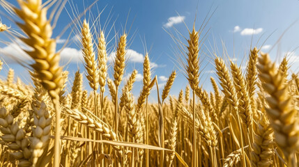 Fototapeta premium Autumn Equinox Solar Term: Golden Wheat Field at Harvest, Agriculture and World Food Day Background