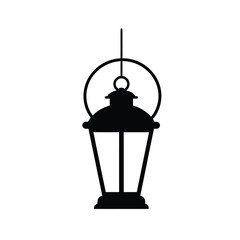 Black silhouette hanging lantern icon vector