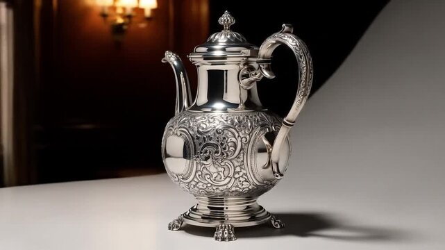 Ornate Silver Coffee Pot: Antique Elegance