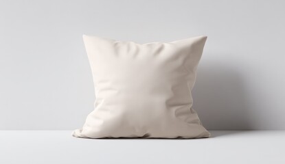 Beige pillow on a white surface
