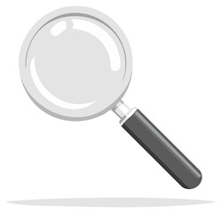 Magnifying glass with gray handle symbolizing search analysis investigation examination and discovery icon for business design