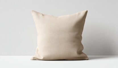 Beige pillow on white surface