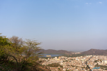 Cityscape of Jaipur with Jal Mahal Palace in Man Sagar Lake, Rajasthan, India