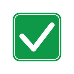 Green check mark icon button for correct choice and approval