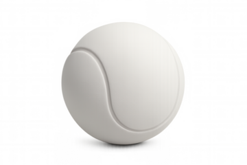 Tennis ball white colored, sitting isolated against transparent surface, highlighting spherical sports equipment design details