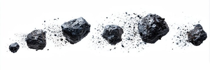 Dark rocks scattered against white background