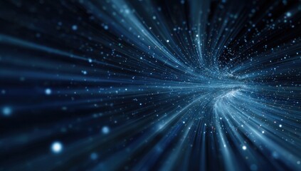 Abstract tunnel of light streaks and particles