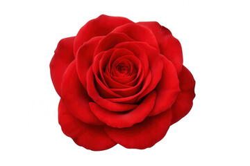 Close-up of a vibrant red rose in full bloom, isolated on a transparent background, perfect for design projects