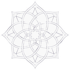 Obraz premium Intricate Geometric Floral Mandala Pattern with Star Center and Petal Shapes