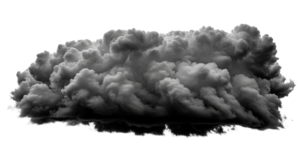 Vast, oppressive charcoal-grey nimbostratus cloud, heavily textured, turbulent, on stark transparent background, dramatic chiaroscuro light, concept of raw natural power