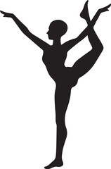 Gymnastic Poses Silhouette Set – Acrobatics, Athlete Dance, Fitness Vector Icons