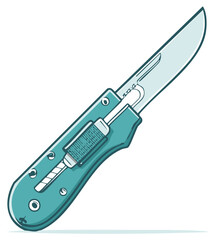 Fototapeta premium Illustrative vector of a sharp utility knife, isolated on a white background