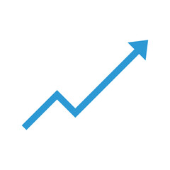 blue arrow business growth graph on white background