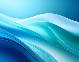 Fototapeta premium Abstract flowing curves in cool blues and turquoise