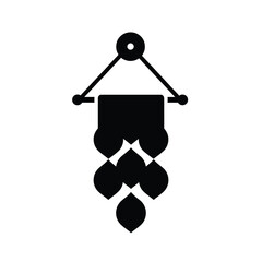 Black hanging decoration icon with leaf shapes white
