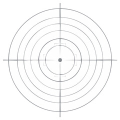 Graphic of a rifle scope crosshair reticle with concentric circles and a central aiming point